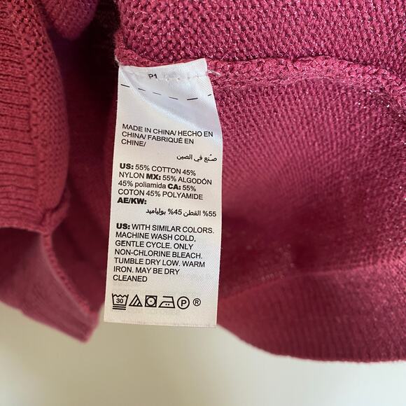 Chico's Womens Sweater Size 2 Pink Rose Short Sleeve Knit V-Neck Coastal Preppy - Picture 3 of 5